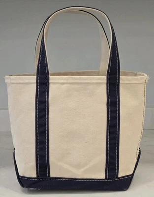 Bolso de playa vintage LL BEAN BOAT y TOTE azul marino asas mini ~10x10 llevar todo (F) Foto 1 de 4