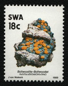 Südwestafrika 1990 - Mi-Nr. 654 xII ** - MNH - Type II - Mineralien / Minerals - Bild 1 von 1