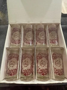 LOTUS 8-Pc Glassware 1950's Vintage 40th Anniversary Glasses 22K Gold Trim NICE! - Picture 1 of 7