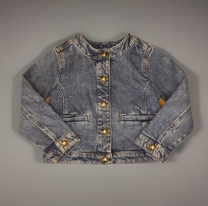 Crewcuts J Crew Jean Jacket Girls 4-5 Blue Stretch Denim Casual Preppy Everyday - Picture 1 of 14