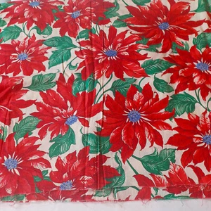 Christmas Fabric Red Poinsetta Joan Kessler for Concord Fabrics 2 Yards Vintage - Picture 1 of 2