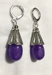 Lila ""Drachenvenen"" Achatträne Ohrringe.   UK - Bild 1 von 5