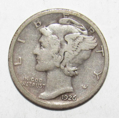 1926 S Mercury Dime VF Cover