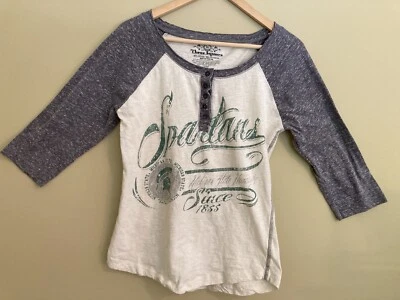 Michigan State Spartans Women’s Size Large Top Raglan Henley T Shirt - Image 1 of 4