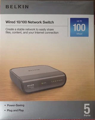 Belkin Wired 5-Port 10/100 Network Switch 1 Ea ~Sealed Pack~Free Shipping - Image 1 of 3