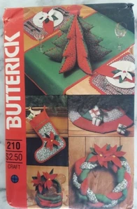 Butterick Pattern 210 Stocking Tree & Skirt Wreath Table Runner Baskets Uncut - Picture 1 of 4