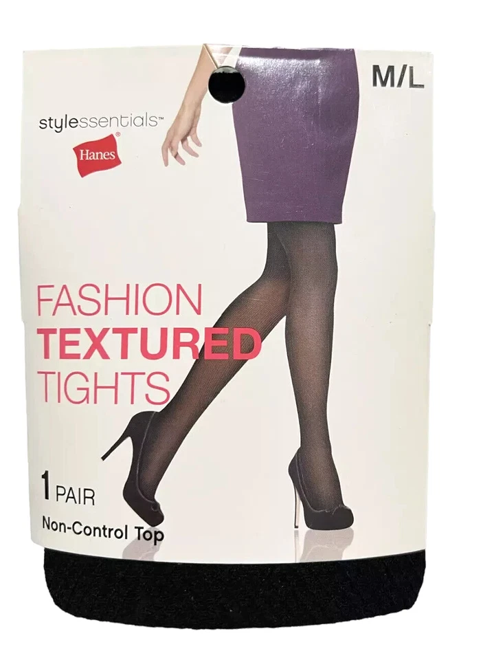 Medias con textura Hanes Style Essentials de moda con puntos de diamante talla M/L negras Foto 1 de 4