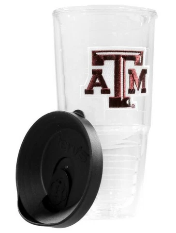 Texas A&M Tervis Drink Tumbler ATM TAMU Emblem w/ Black Lid 24oz Gig 'Em Aggies! Cover