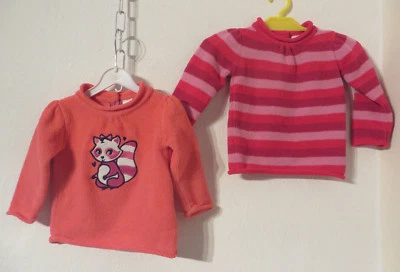 C&A Baby ° 2 hübsche Sweatshirt Gr. 68 orange + rot Baby Kleidung Pulli Shirt  - Bild 1 von 2