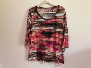 Lori Goldstein LOGO Mehrfarbig Shirt Damen Gr. XL Freizeit 3/4 Arm Rosa Lila - Bild 1 von 7