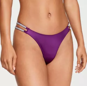 Victoria's Secret Very Sexy Double Shine Strap Smooth Thong Size L Purple New - Picture 1 of 9