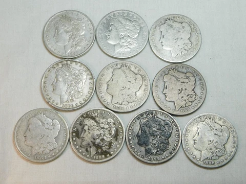 10 PRE 1900 MORGAN SILVER DOLLARS - DIFFERENT DATES - LOWEST ON EBAY BY FAR!!!!! Cover