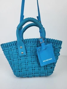 Balenciaga Bistro Basket Bag Nylon Faux Calfskin XXS Blue - Picture 1 of 13