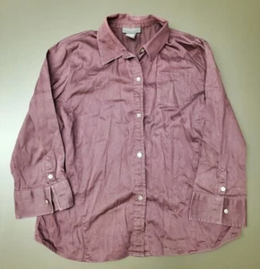 Vintage Banana Republic Women's Sz M Stretch Purple Button Up L/S Top - Picture 1 of 6