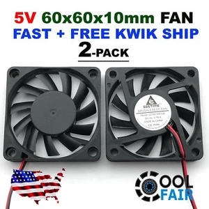 60mm 10mm 5V Computer Cooling Case Fan 6010 PC CPU 60x60x10mm 2-Pin 2-Pack  - Picture 1 of 4