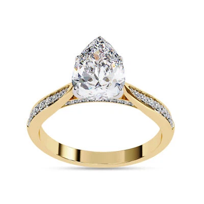 1.05 Ctw Lab Grown Diamond Solitaire Stackable Wedding Engagement Ring 14K Gold - Image 1 of 4