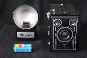 Agfa Synchro Box Boxkamera Agfa Film B2 6x9 Clibo Blitz mit Anoden Batterie - T - Bild 1 von 13