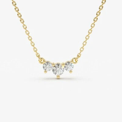 Classic 0.39CT 3-Moissanite Past Present Future Necklace 14K Rose Gold Plated - Image 1 of 4