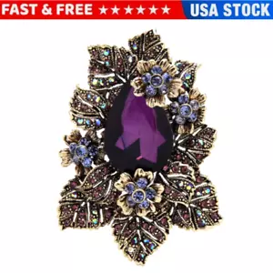 Crystal Palace Style Flower Brooch, Rhinestone Pin Jewelry Gift Valentine's Gift - Picture 1 of 9