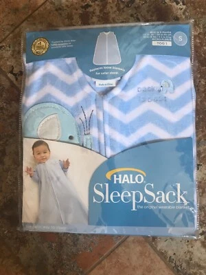 SACO DE DORMIR HALO de lã listras azuis tamanho pequeno nascimento-6 meses cobertor vestível - Imagem 1 de 3