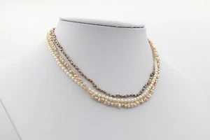 3 Row Bead Chain with a 585 White Gold Clasp 7512 - Picture 1 of 3