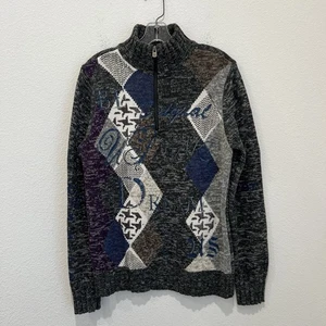 Desigual "made to dream" 1/4 zip argyle design sweater Size M - Picture 1 of 14