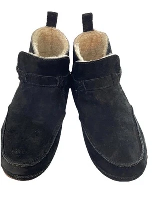 Botas al tobillo OluKai para mujer talla 7 M forradas de piel de oveja negras de gamuza sin cordones Foto 1 de 4