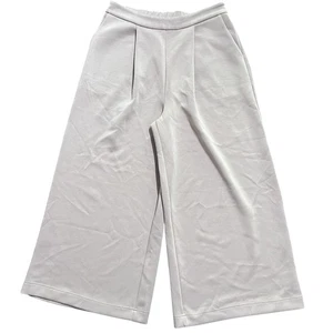 P Cill Womens 15" Wide Leg Cropped Pants Size L Elastic Waist Casual Light Beige - Picture 1 of 7