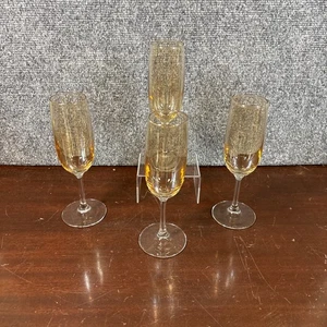 "4 ~ copas de flauta de champán ámbar claro tallos transparentes de 8"" de alto" - Imagen 1 de 5