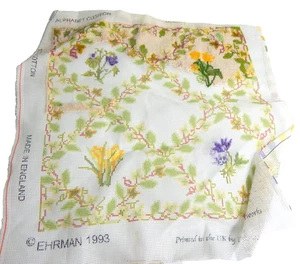 Ehrman Nadelspitze Canvas Vintage Alphabet Kissen Floral Anita Gunnett unvollständig - Bild 1 von 3
