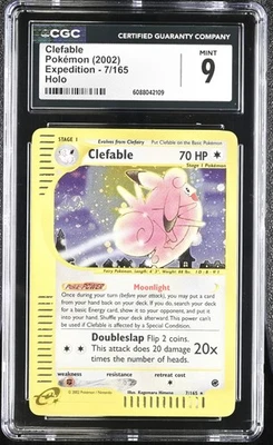 CGC 9 MINT Clefable 2002 Expedition 7/165 Holo SWIRL Pokemon Card - Image 1 of 2