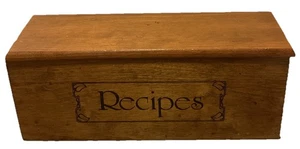 Vintage Rezeptbox aus Holz mit Trennwand Organizer mit Deckel - Bild 1 von 7