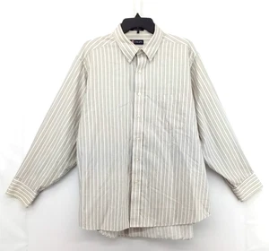 Chaps Dress Shirt Men Size XL Beige Striped Long Sleeve Collared Button Up - Picture 1 of 6