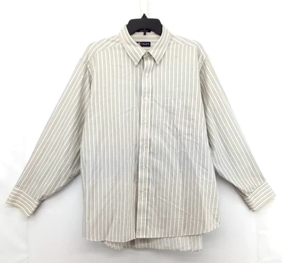 Chaps Dress Shirt Men Size XL Beige Striped Long Sleeve Collared Button Up - Image 1 of 4