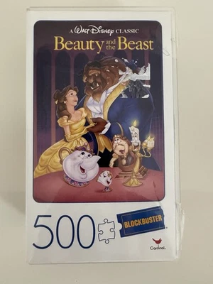 Disney Beauty & the Beast 500pc Jigsaw Puzzle in retro Blockbuster case 18x24in - Image 1 of 4