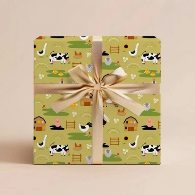 Farm Animal Wrapping Paper, Kid Birthday or Farm Baby Shower Gift Wrap Roll - Image 1 of 4