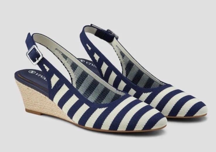 Sandalia de cuña VIVAIA Tamia punta de almendra con tiras marinero EU 43 US 11 usada 1x Foto 1 de 4