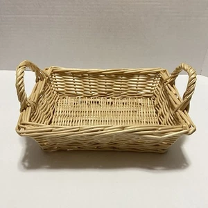 Small Wicker Rectangular Storage Basket With Side Handles - Picture 1 of 4
