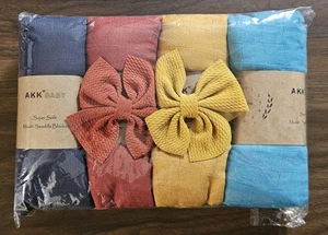 4er Pack Superweiche Musselin Swaddle Decken & 2 Stirnbänder AKK Baby Neu im Paket - Bild 1 von 2