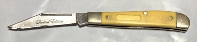 Schrade Old Timer Knife 12OTY Yellow Synthetic 2-3/4”Closed Good Snap Clip Point - Image 1 of 4