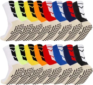 8 Pairs Kids Grip Soccer Socks Non-Slip Grip Pads for Football Sports Socks with - Picture 1 of 5