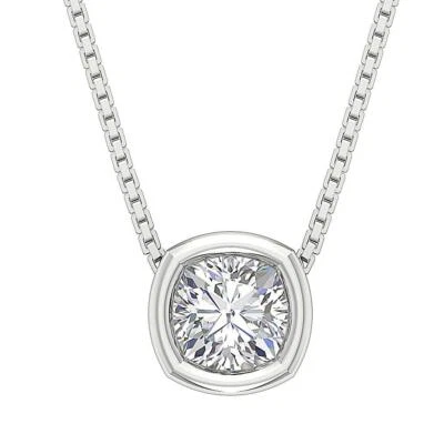 Collar colgante solitario de diamantes certificado GIA VVS2 0,80 quilates cojín oro 14K Foto 1 de 4