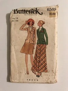 Butterick 6569 Vintage 70s Sewing Pattern Jacket and Skirt - Picture 1 of 7