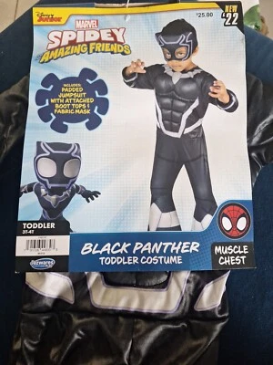 Marvel Spidey And His Amazing Friends Black Panther Costume Toddler 3T/4T NEW - Image 1 of 3