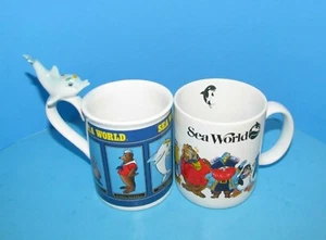 Vtg Lot of 2 Seaworld Collectable Mugs w/Mascots & Dolly Dolphin Handle 4" L@@K - Picture 1 of 9
