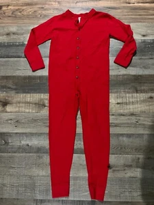 Vintage LL Bean Coverall Red Pajamas SIZE YOUTH M (10-12) MADE IN CANADA - Picture 1 of 5
