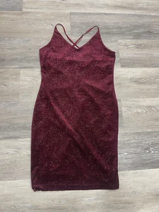 Honey & Rosie Mini Dress Womens L Maroon Holiday Party Sleeveless Prom Formal - Picture 1 of 10