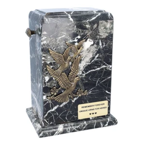 Stone Casket Natural  Onyx  with Flying Doves- Cremation Ashes Urn For Adult - Bild 1 von 18