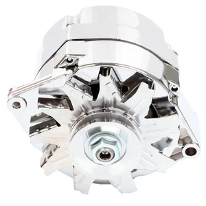 Alternator Fits 110Amp Chrome 1 Wire Self Exciting Street Rod GM 305 350 BBC SBC - Picture 1 of 10