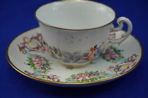 Ginori Doccia Capodimonte Relief Scene Cup & Saucer Set #2 (GE1) - Picture 1 of 15